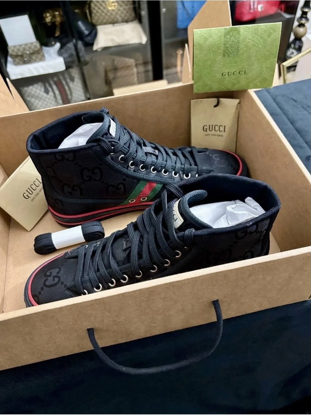 Gucci Off the Grid Tennis 1977 Black GG Size 8. Comes With receipt & COA.